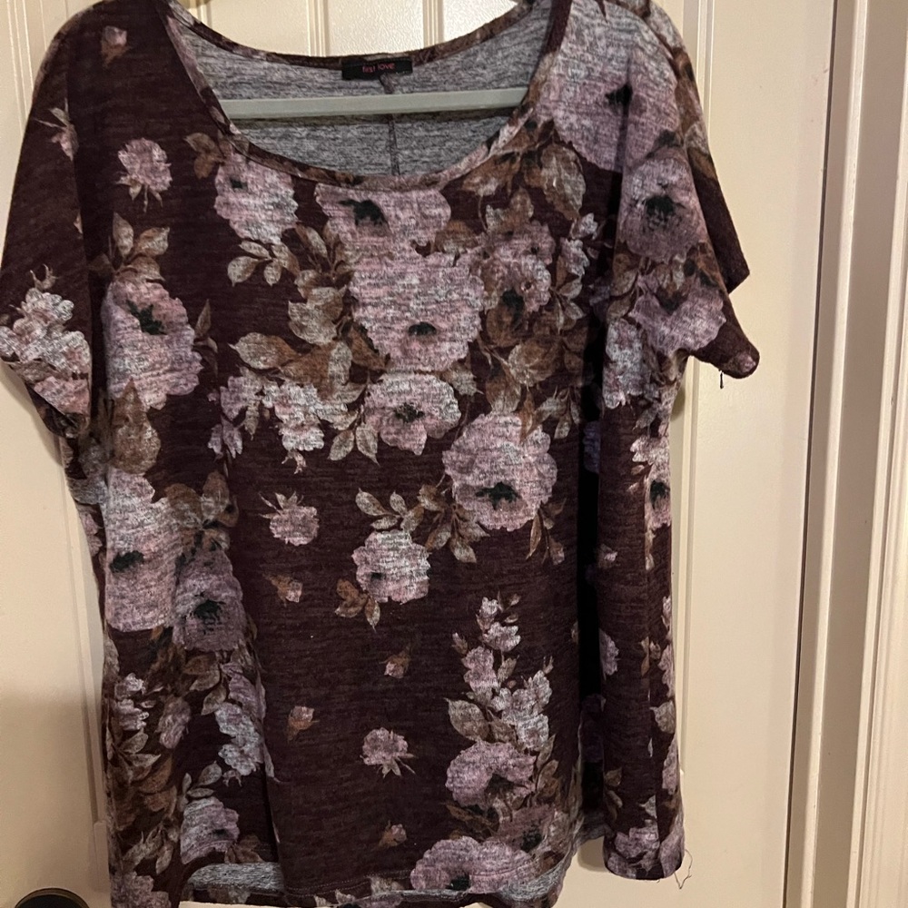 First Love Black and Gray Floral Blouse